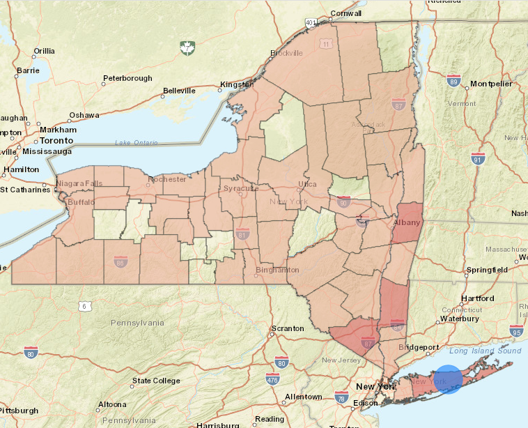 thumbnail map of NY positive counties