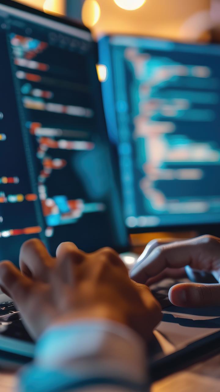 computer screens with codes and algorithms