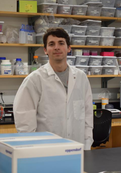 David in the lab, preparing to pull samples
