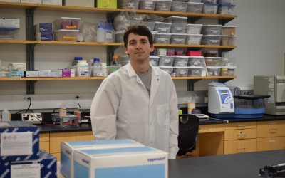 David in the lab, preparing to pull samples