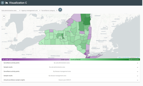 SOP4CWD screenshot of NYS surveillance map