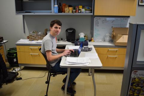 David reviewing chain of custody forms for our waterfowl contaminant research project.