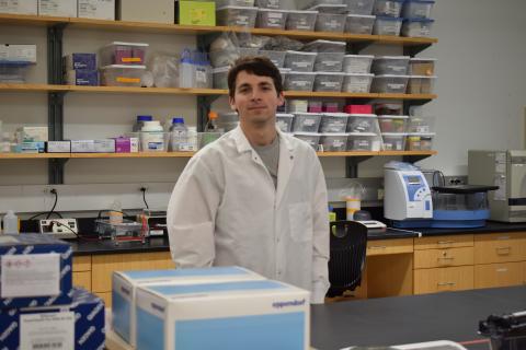 David in the lab, preparing to pull samples