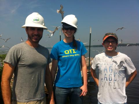 Kayley, Chris and John in the field