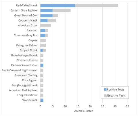 CWHL suspect rodenticide cases and testing results in graph form