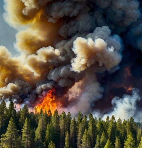 wildlife on trees with smoke