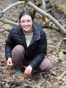 Mariel searching for salamanders in the the field