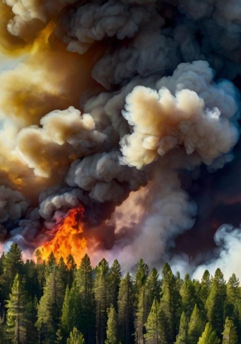 wildlife on trees with smoke