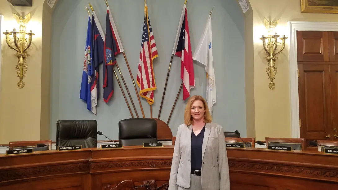 Dr Schuler in the the Hearing room in DC