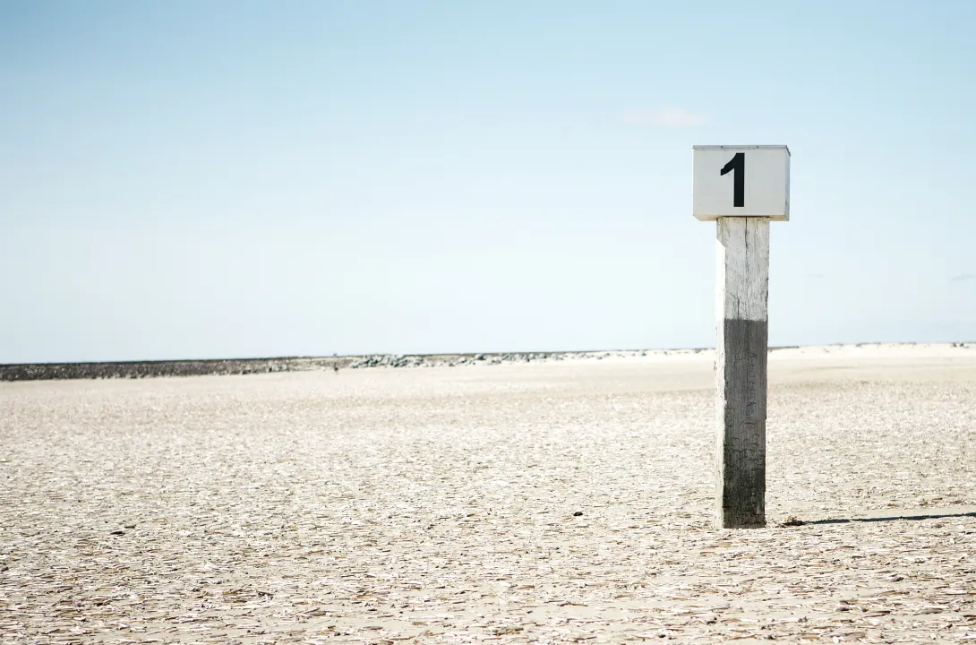 Beach with #1 sign