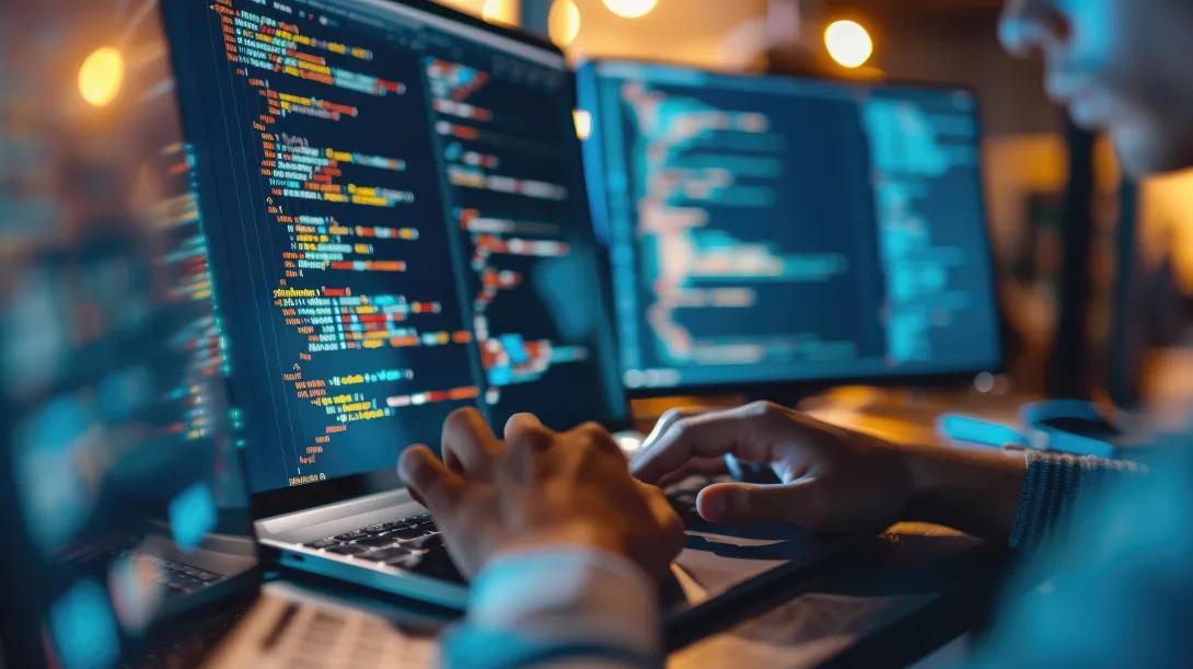 computer screens with codes and algorithms