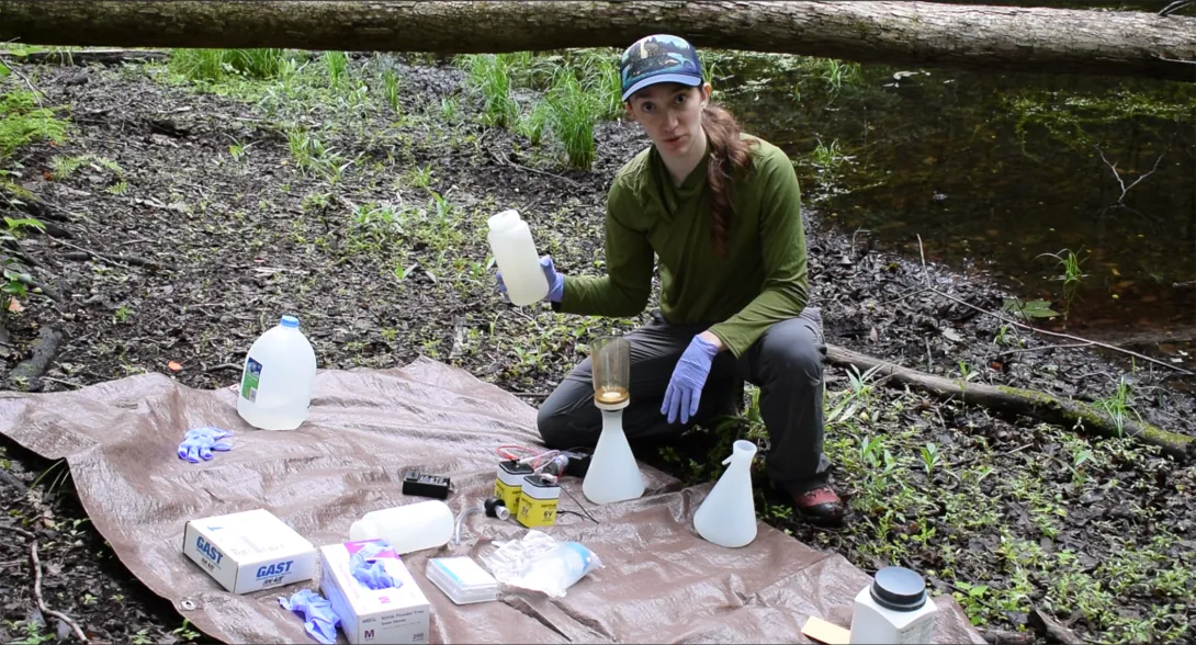 Dr. Kaganer demonstrating eDNA filtration