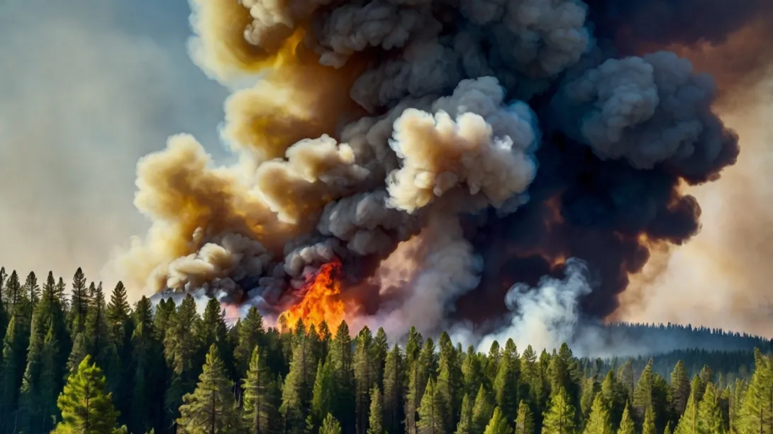 wildlife on trees with smoke