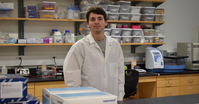 David in the lab, preparing to pull samples